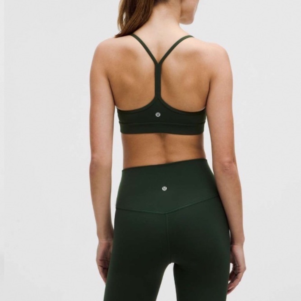 Lululemon Flow Y Bra Nulu *Light Support, A–C Cups Rainforest Green Sz 12 Yoga
